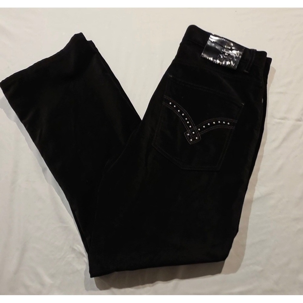 Sean John Mens Black Brushed Cotton Pants Size 32 Studded Pocket Str Leg Y2K